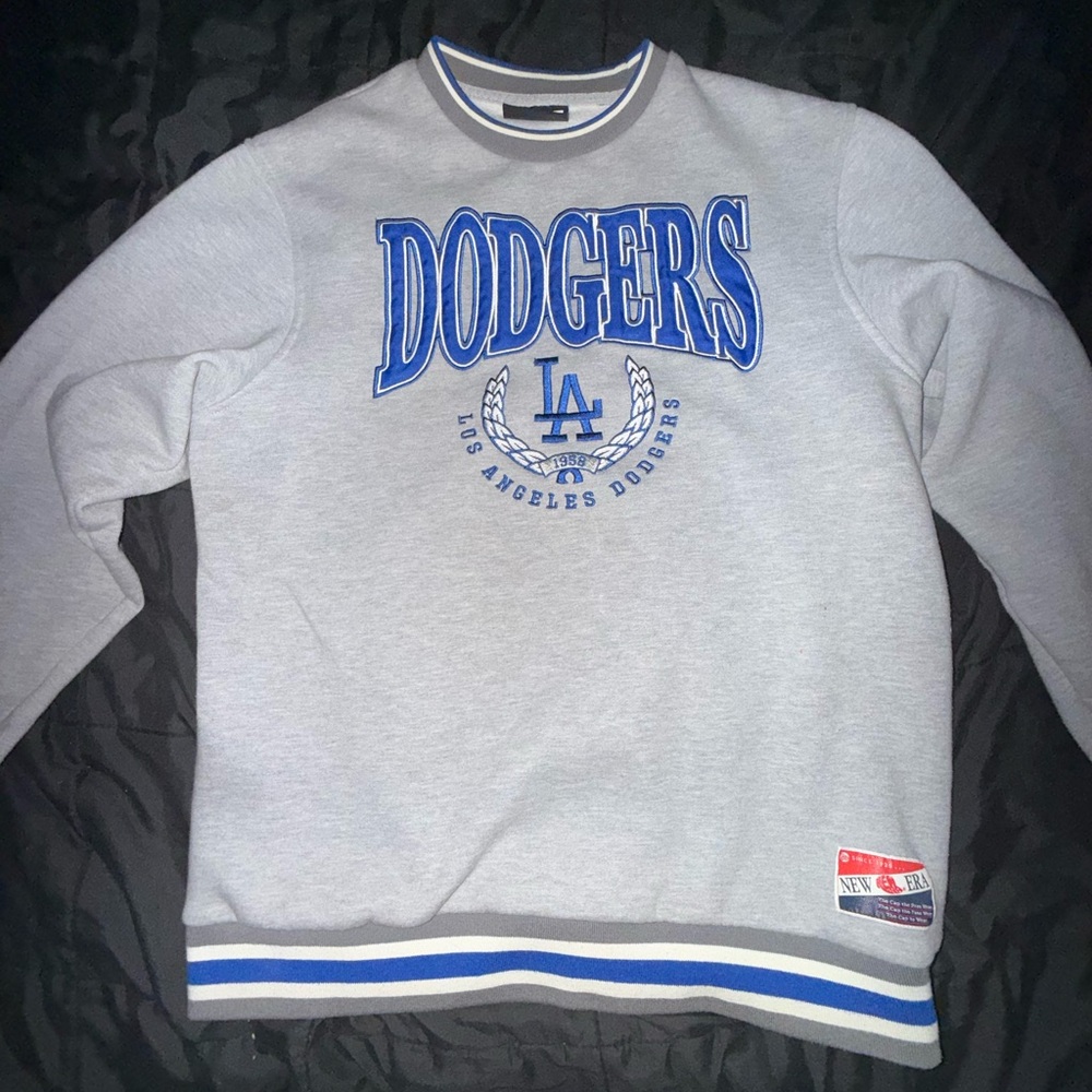New Era Gray Dodgers Crewneck Sweater